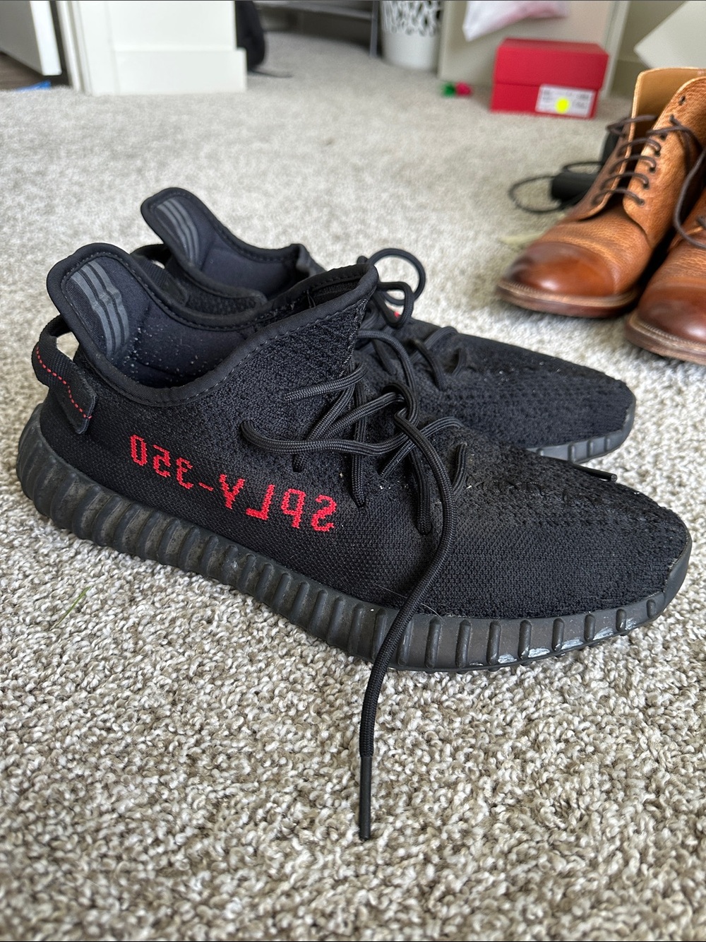adidas Yeezy Boost 350 V2 Bred Black with Red Stripe